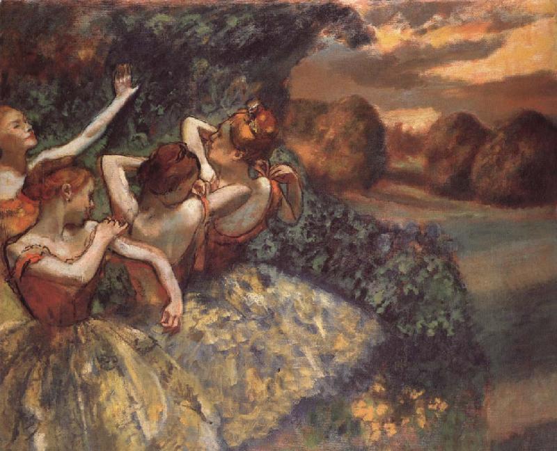 Edgar Degas Four dansoser Sweden oil painting art